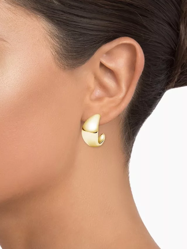 14K Yellow Gold Vermeil Dome Huggie Earrings