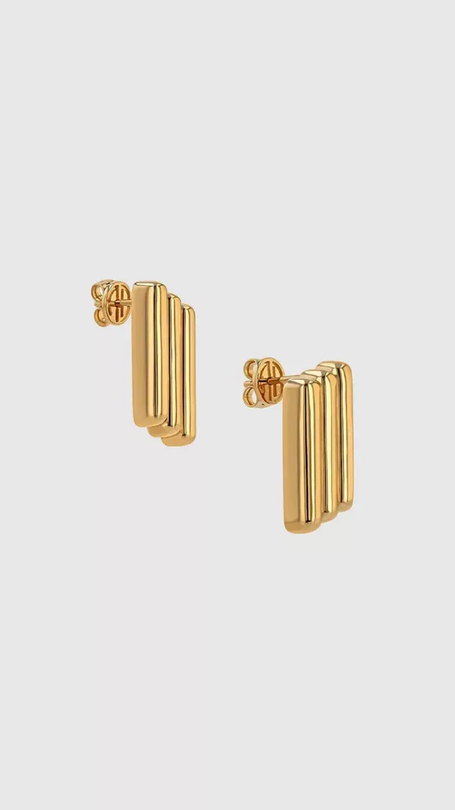 Diagonal Coil Earrings Gold