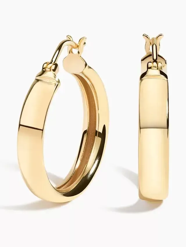 14K Yellow Gold Executive Hoop Earrings (4Mm)