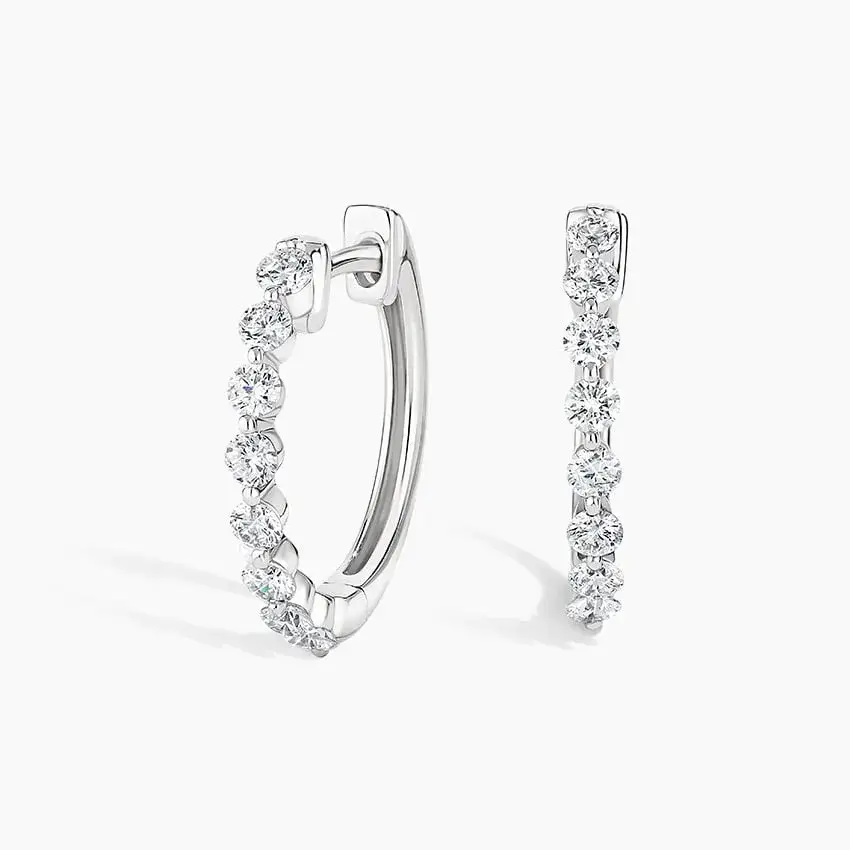 18K White Gold Marseille Diamond Hoop Earrings (1/2 Ct. Tw.)