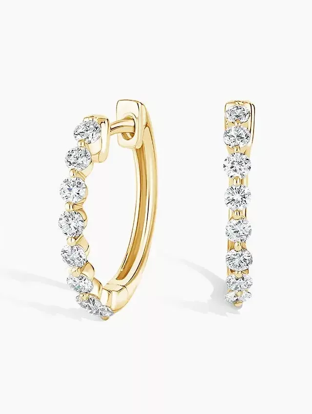 18K Yellow Gold Marseille Diamond Hoop Earrings (1/2 Ct. Tw.)