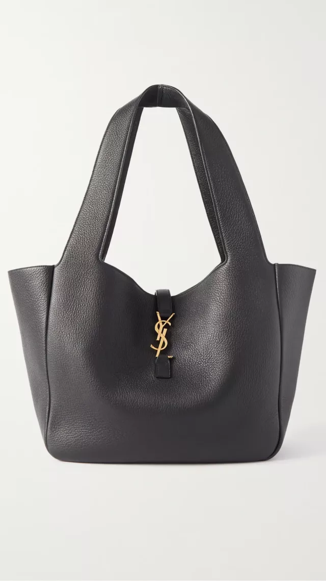 Bea Textured-Leather Tote Black