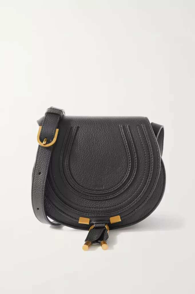 Marcie Mini Textured-Leather Shoulder Bag Black