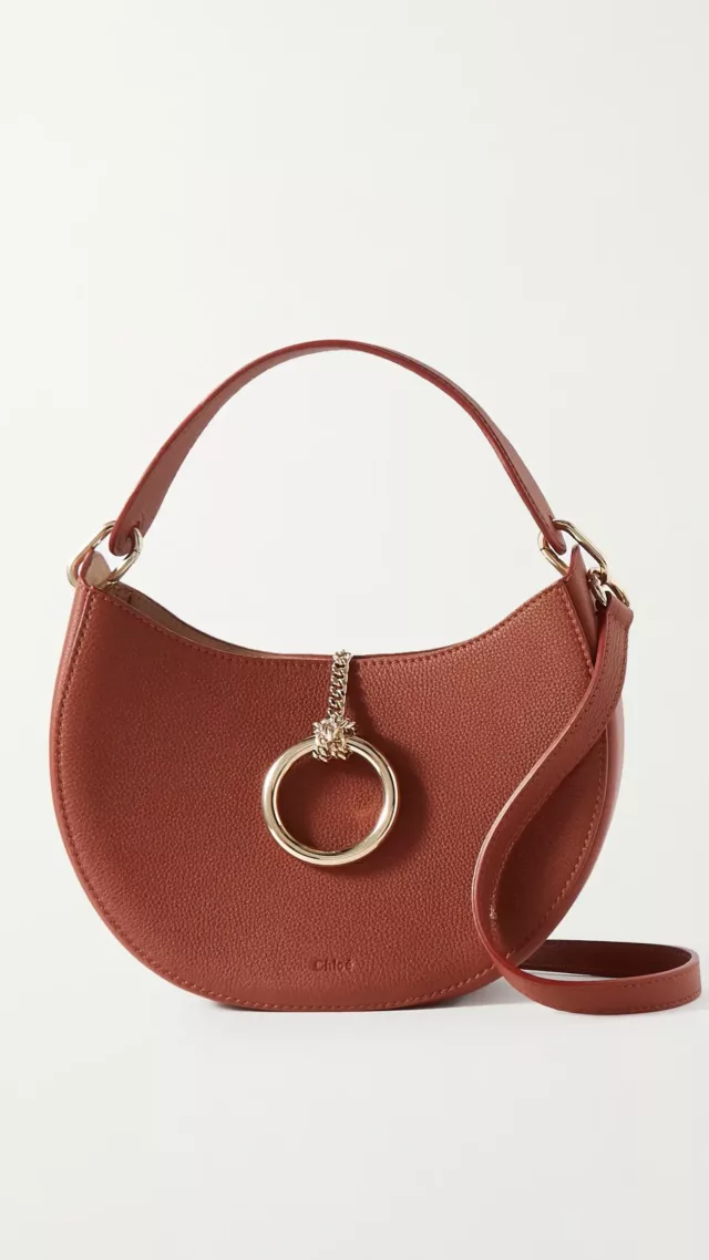+ Net Sustain Arlene Embellished Textured-Leather Shoulder Bag Tan