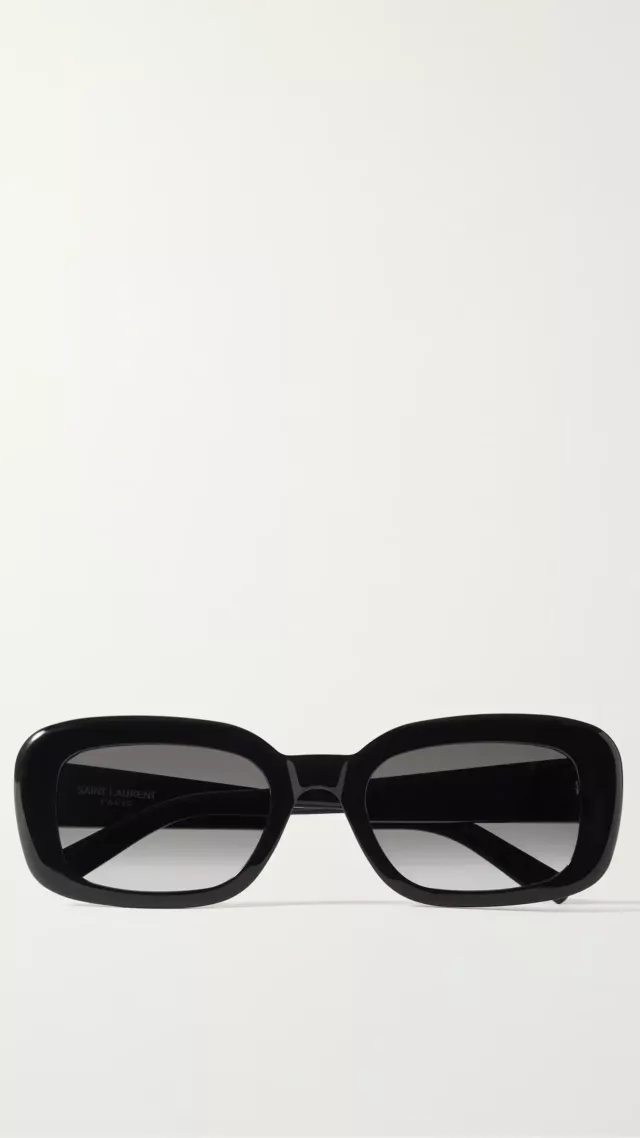 Rectangular-Frame Recycled Acetate Sunglasses Black