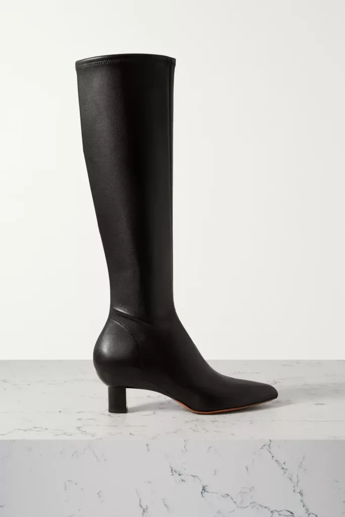Verona Stretch-Leather Knee Boots Black