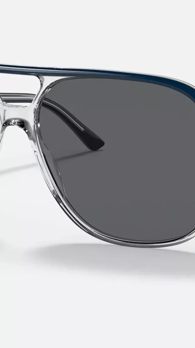 Bill Sunglasses In Blue On Transparent And Dark Grey