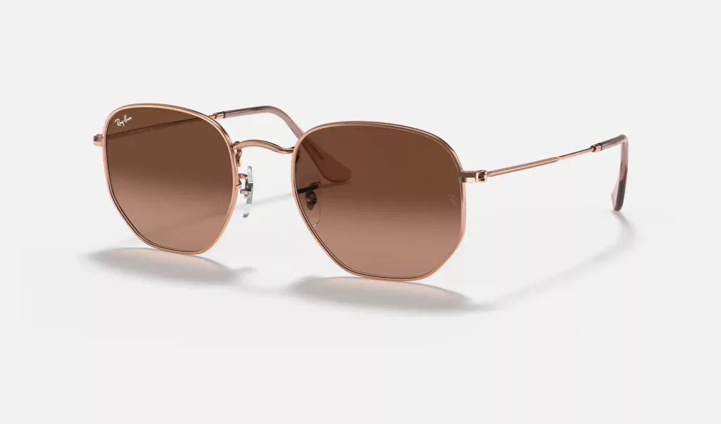 Hexagonal Flat Lenses Sunglasses In Copper And Brown