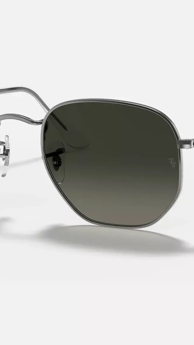 Hexagonal Flat Lenses Sunglasses In Gunmetal And Grey