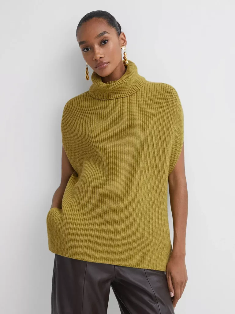 Florere Knitted Roll Neck Top Lime