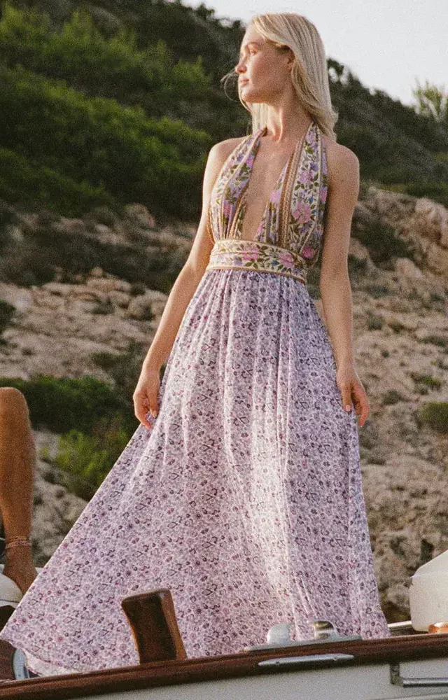 Sienna Halter Maxi Dress Lilac