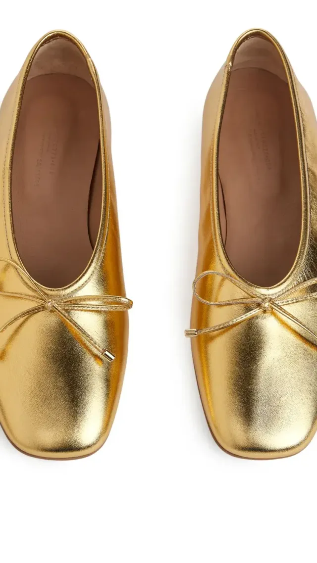 Leather Ballerinas Gold