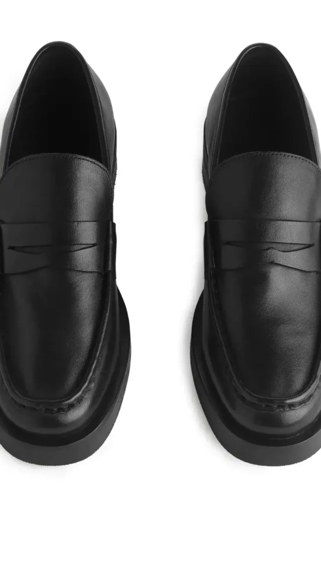 Leather Penny Loafers Black
