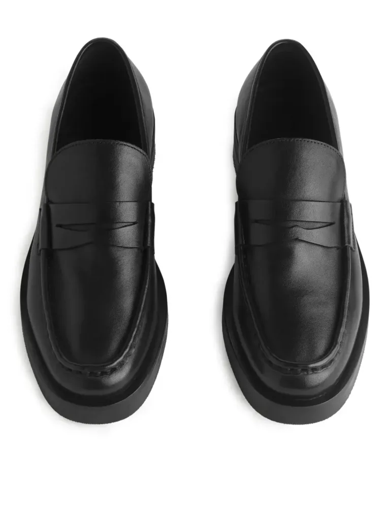 Leather Penny Loafers Black