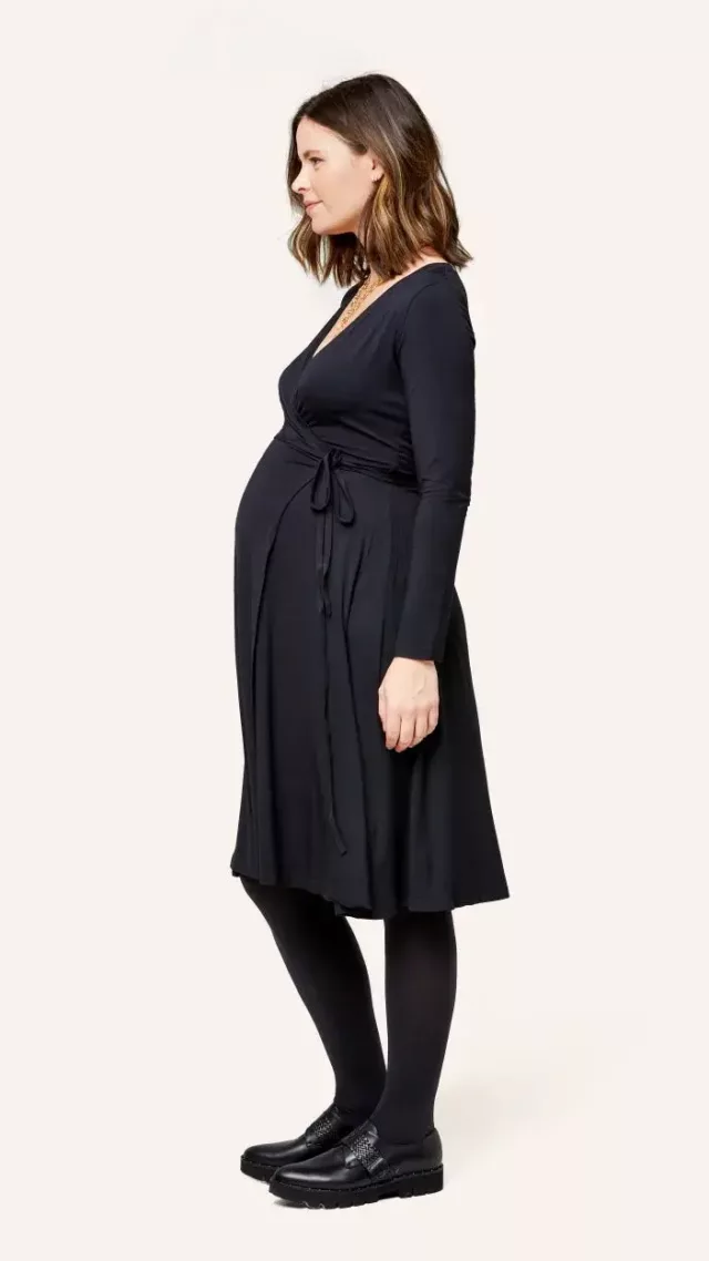 Tessa Maternity + Nursing Wrap Dress Black