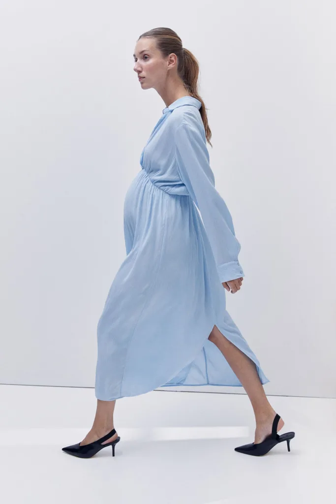 Mama Before & After Pregnancy/Nursing Dress Light Blue