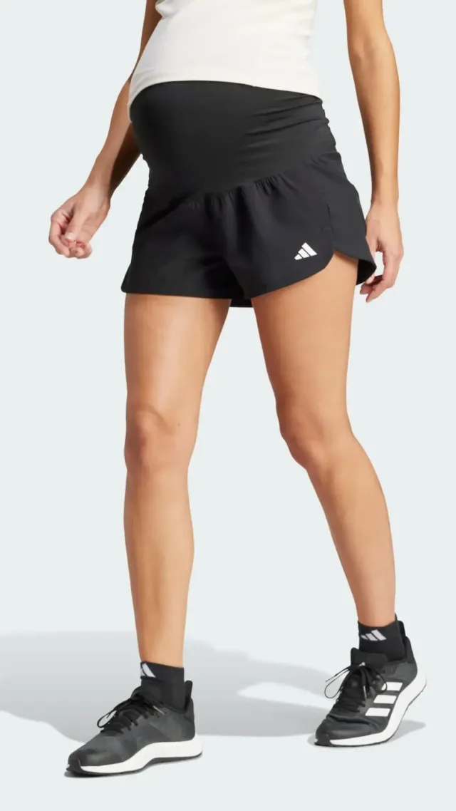 Pacer Woven Stretch Training Maternity Shorts Black