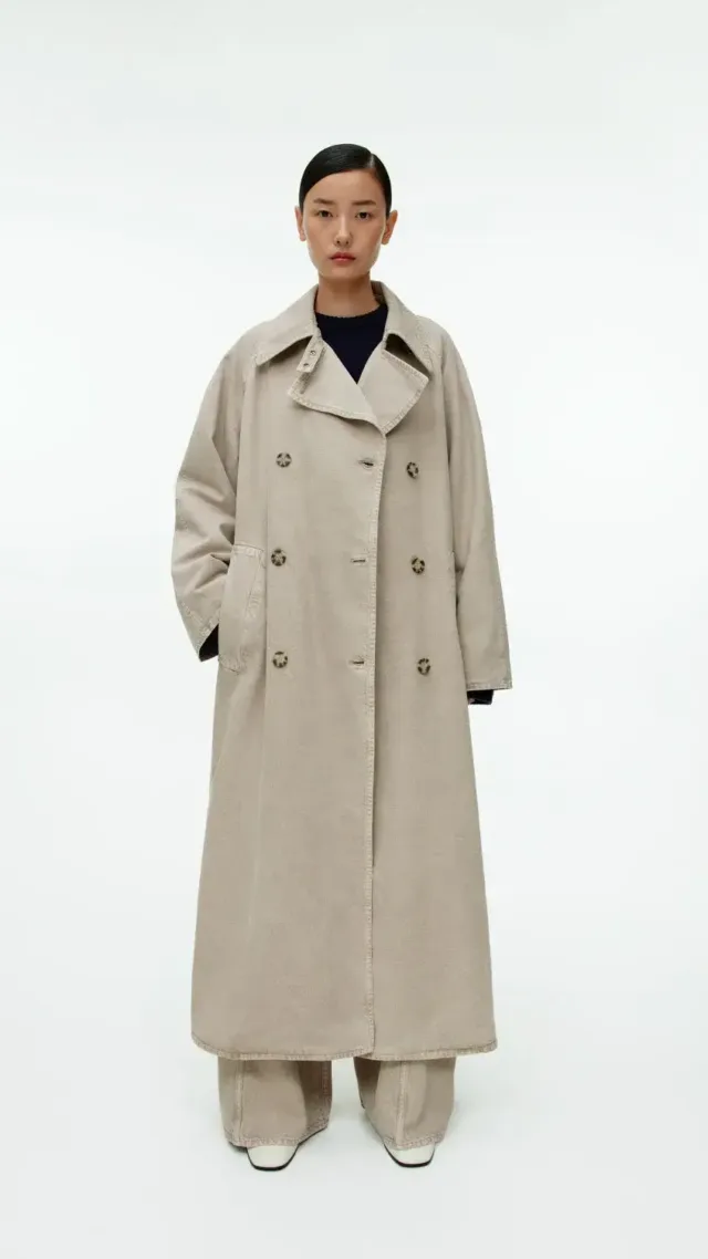 Garment-Dyed Trench Coat Greige