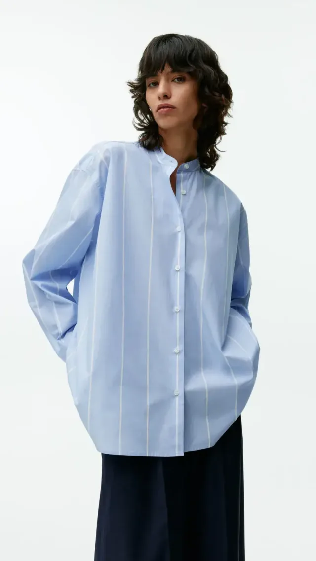 Oversized Cotton Shirt Light Blue