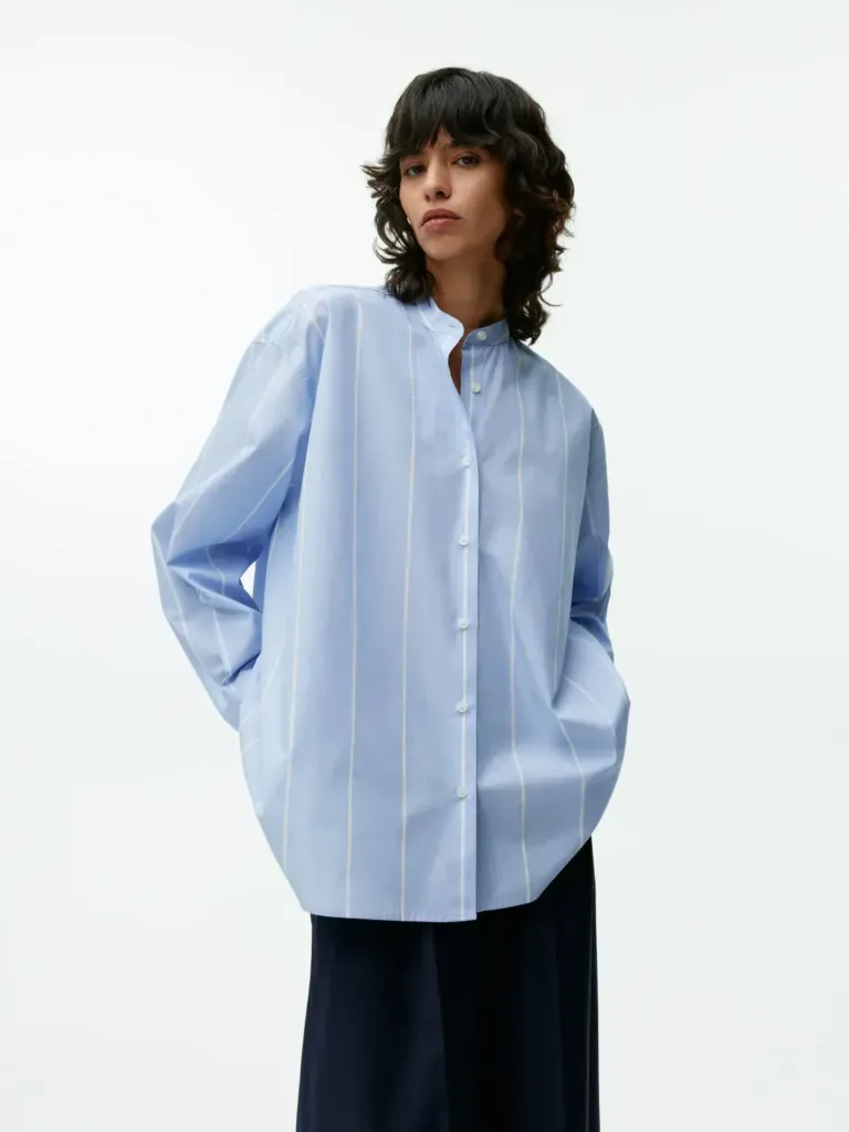 Oversized Cotton Shirt Light Blue