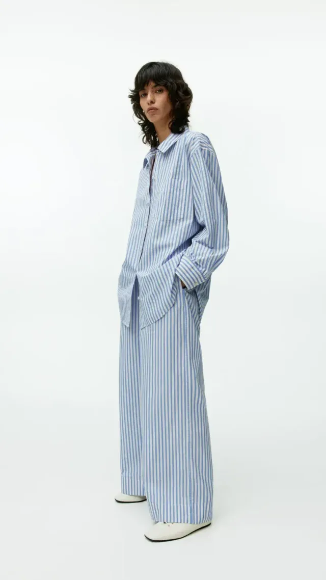 Relaxed Pyjama Trousers White/Blue