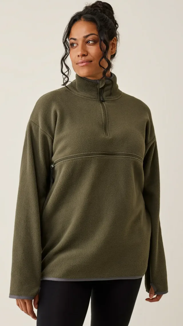 Fleece Sweater With Nursing Access Green Olive