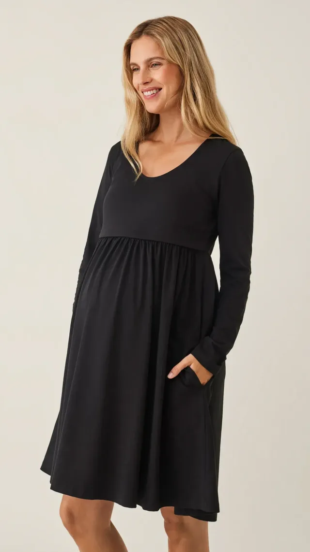 Maternity Babydoll Dress Black