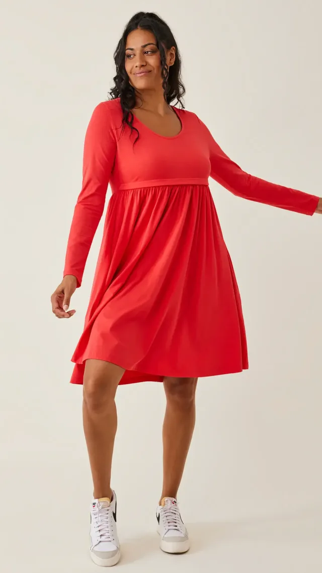 Maternity Babydoll Dress Hibiscus Red