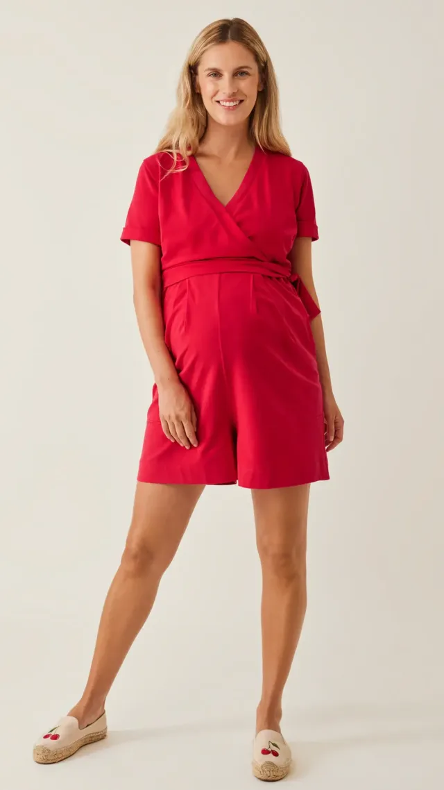 Maternity Playsuit French Red