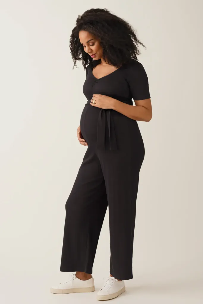 Ribbed Maternity Jumpsuit Black
