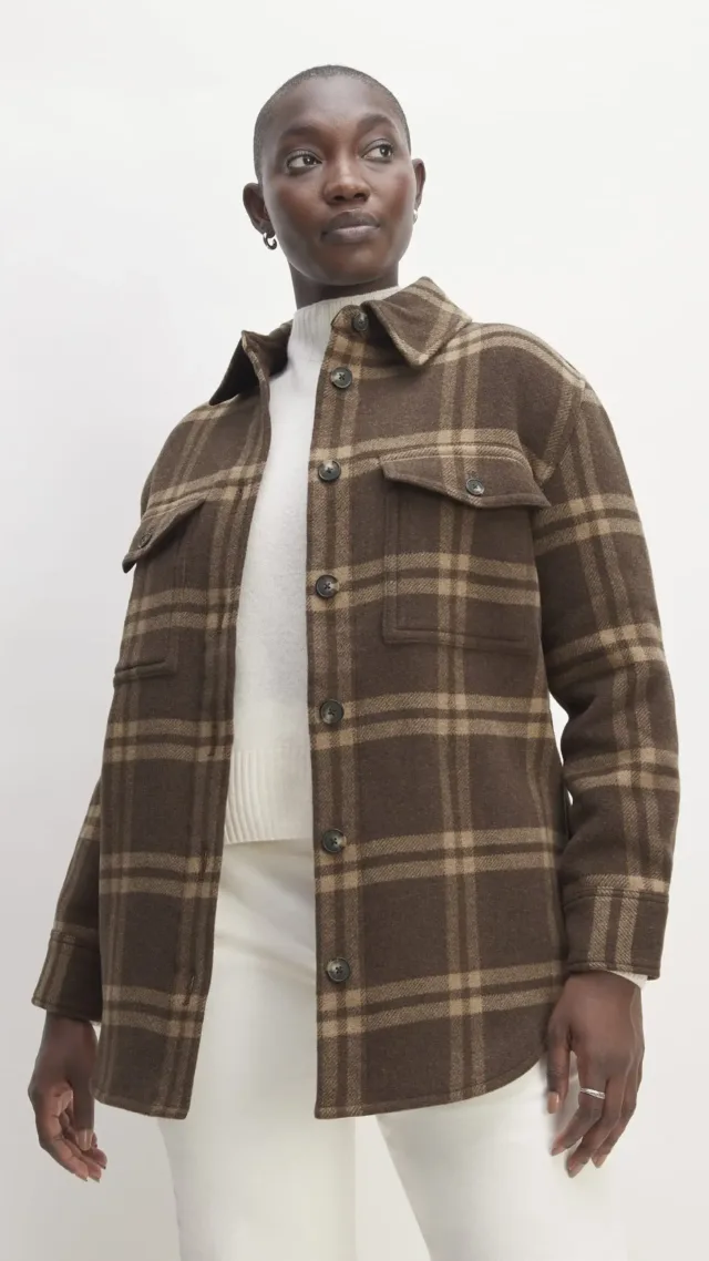 The Italian Rewool® Oversized Shirt Jacket Brown / Camel