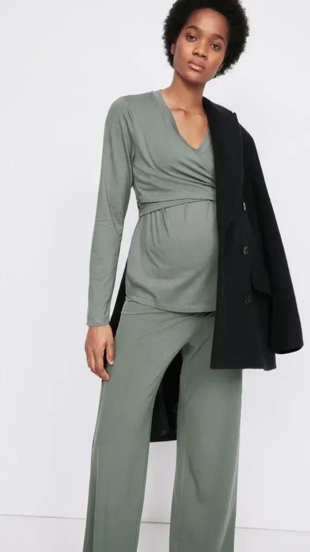 Mama Before & After Maternity/Nursing Top Dusty Green