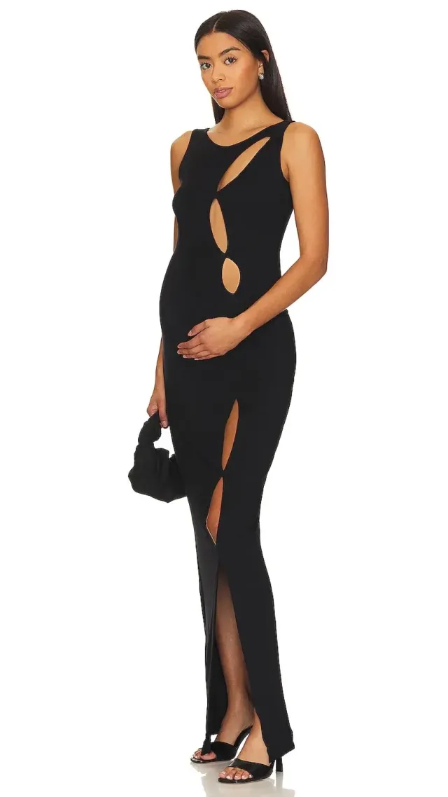 Cut Out Maternity Maxi Dress Black