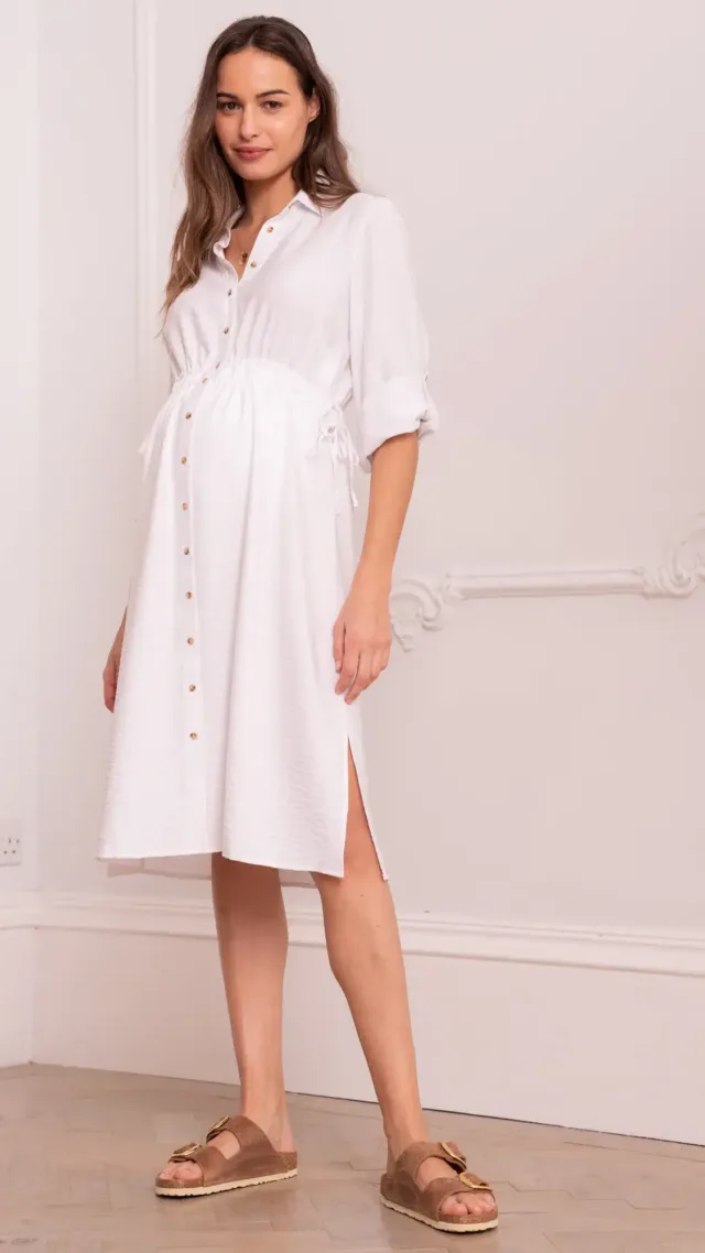 Maternity Shirt Dress White