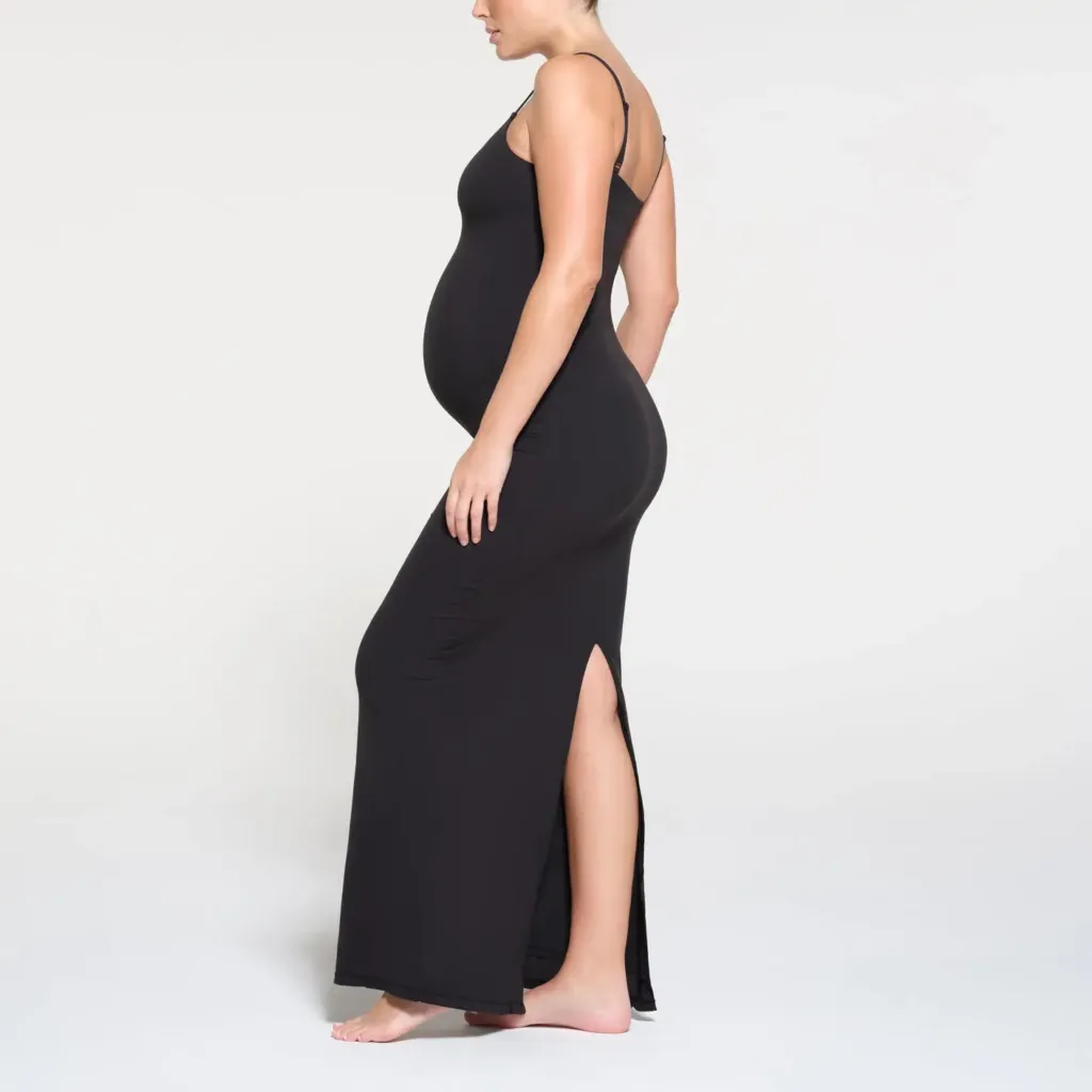 Fits Everybody Maternity Long Slip Dress | Onyx