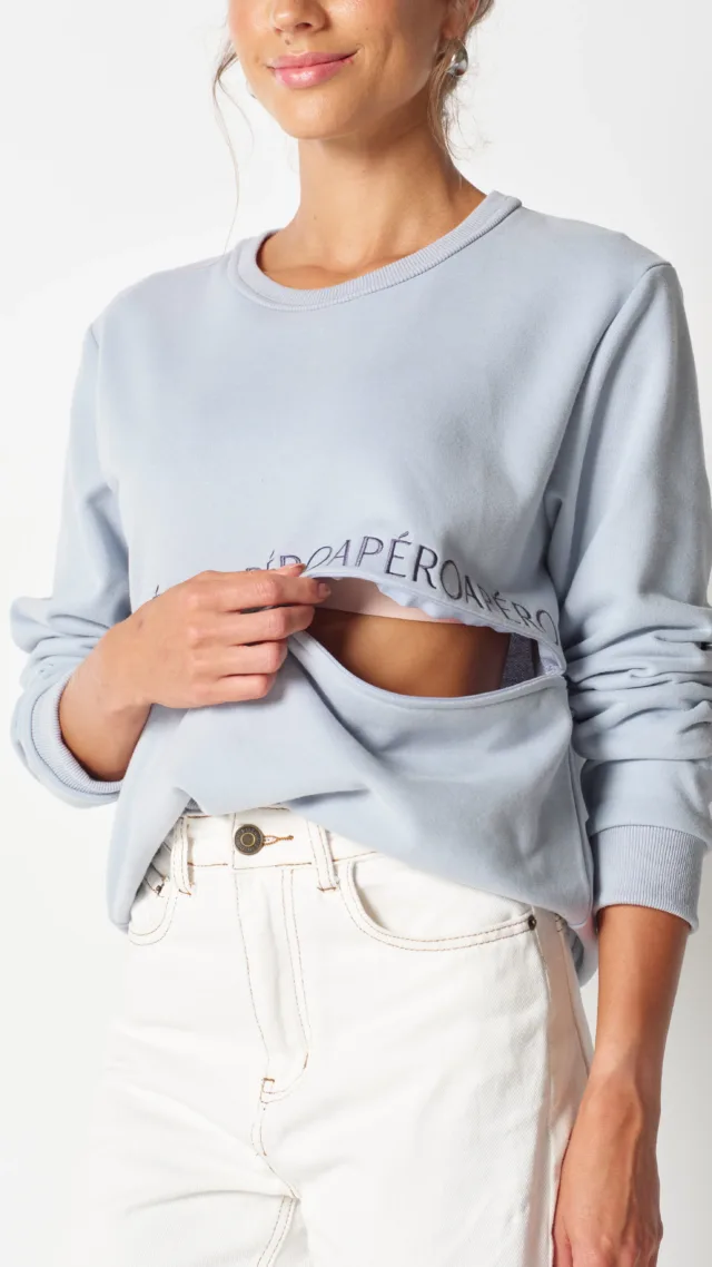 Splice Embroidered Panel Jumper - Ice Blue / Navy