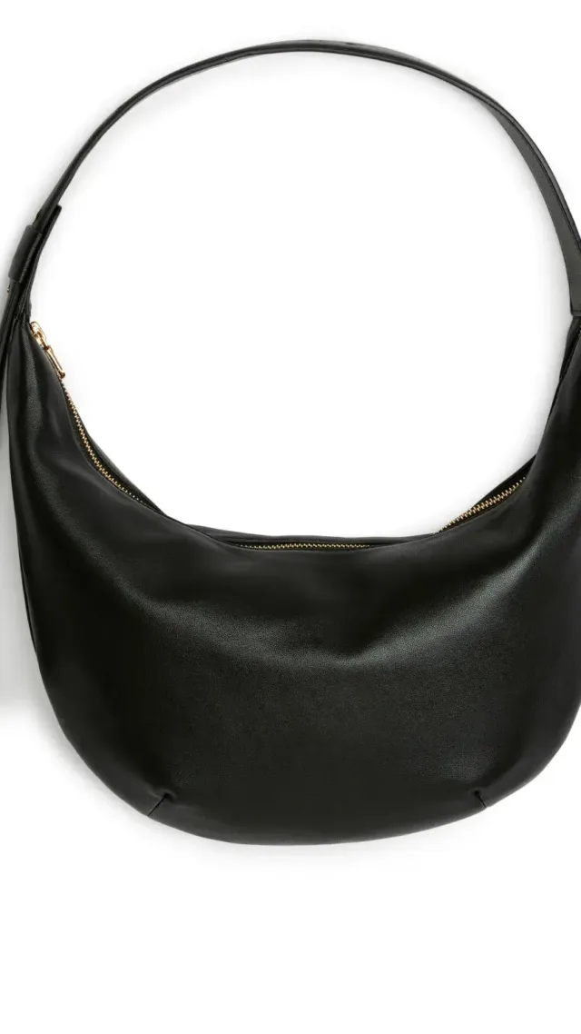 Mid Size Curved Shoulder Bag Black