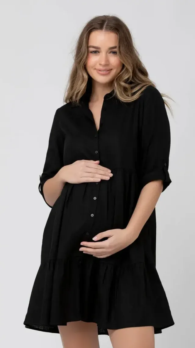Adel Linen Dress Black