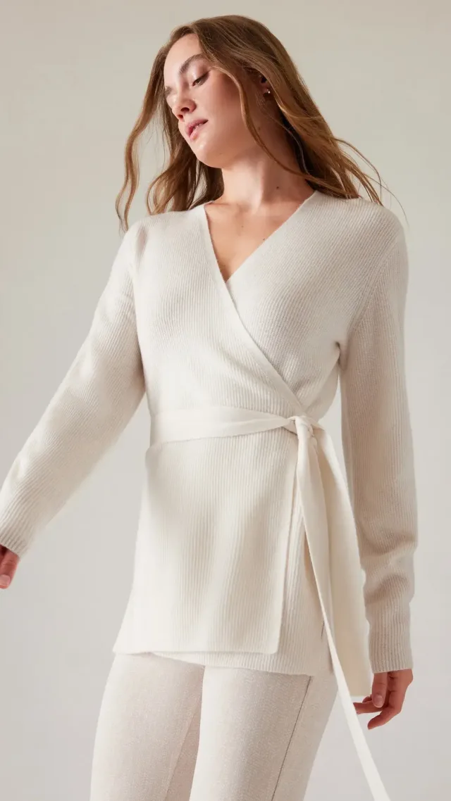 Alpine Wrap Sweater Magnolia White