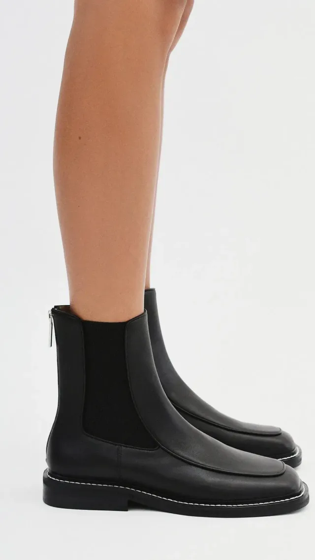 Whisper Flat Ankle Boots Black Leather