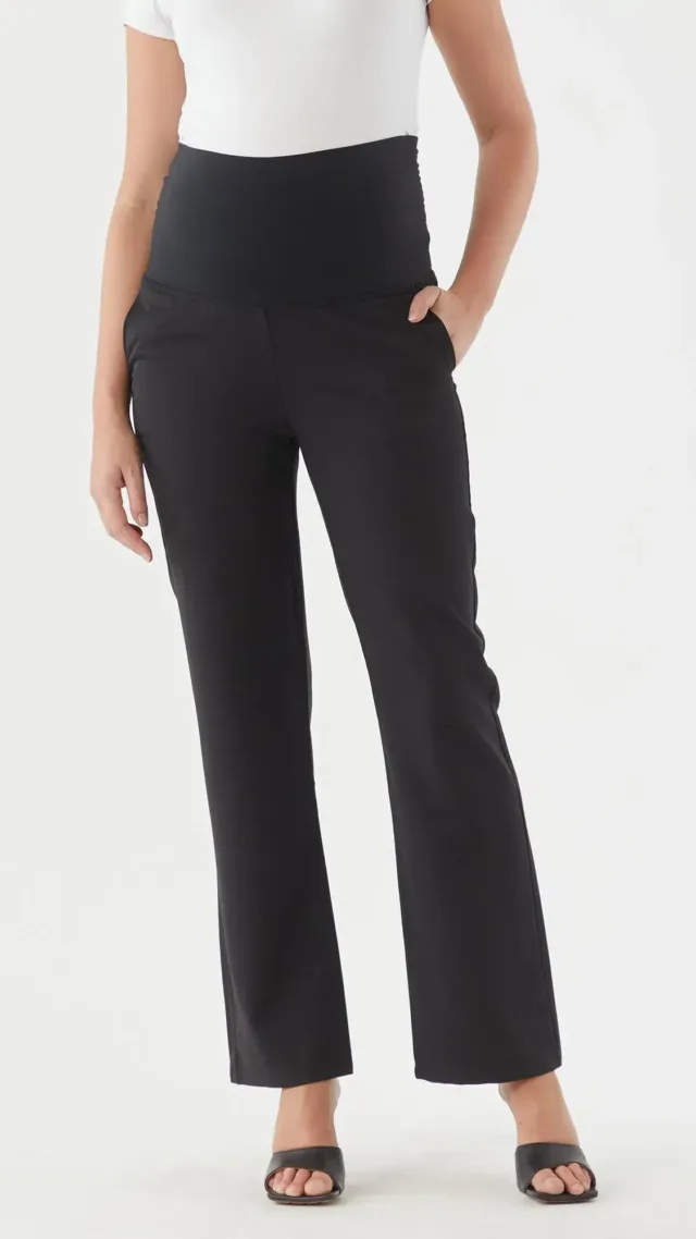 Emma Overbelly Straight Pants Black