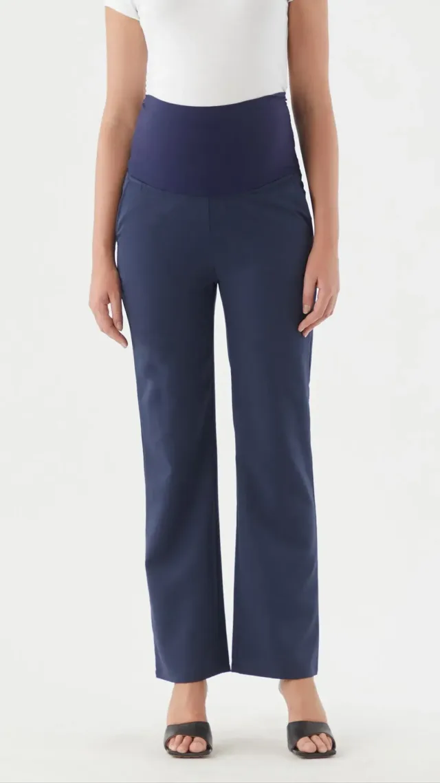 Emma Overbelly Straight Pants Navy