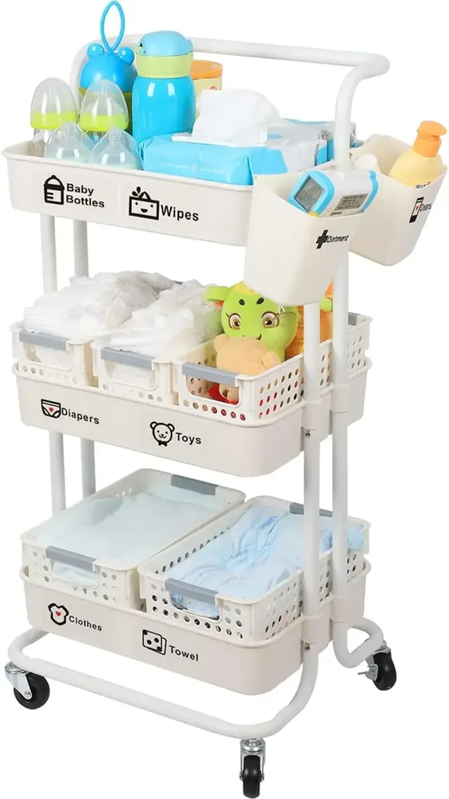 Baby Diaper Caddy Organizer Cart Movable