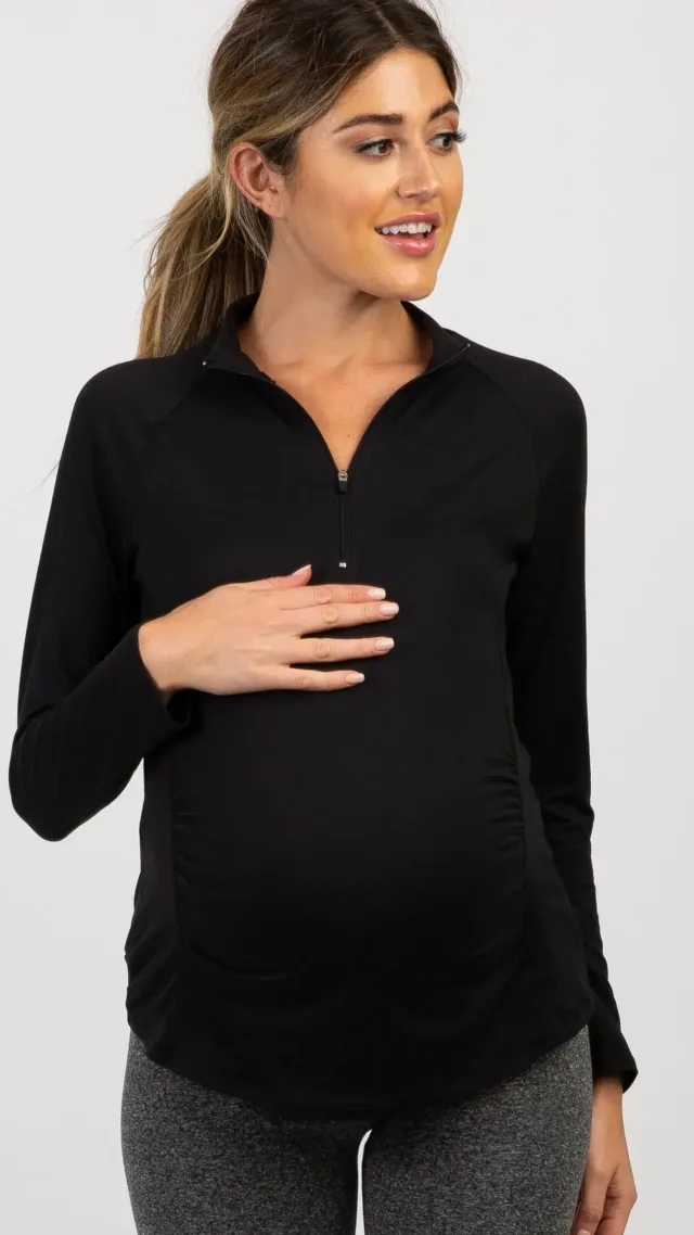 Pinkblush Black Long Sleeve Ruched Maternity Active Top