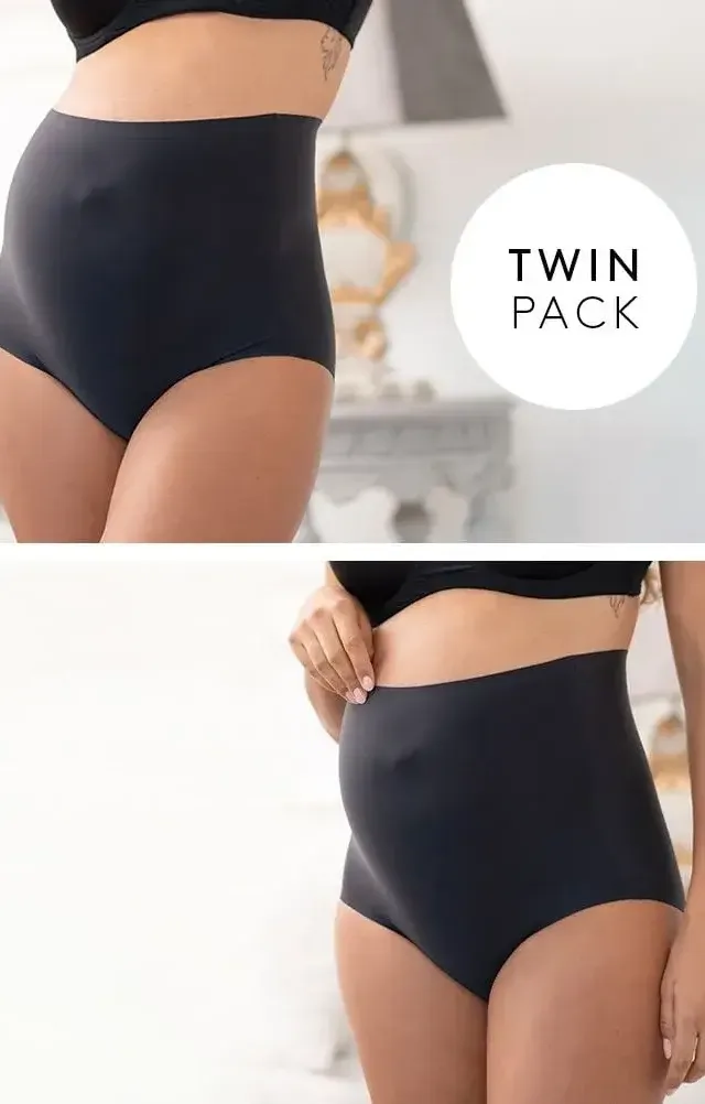 Black No Vpl Over Bump Maternity Panties – Twin Pack
