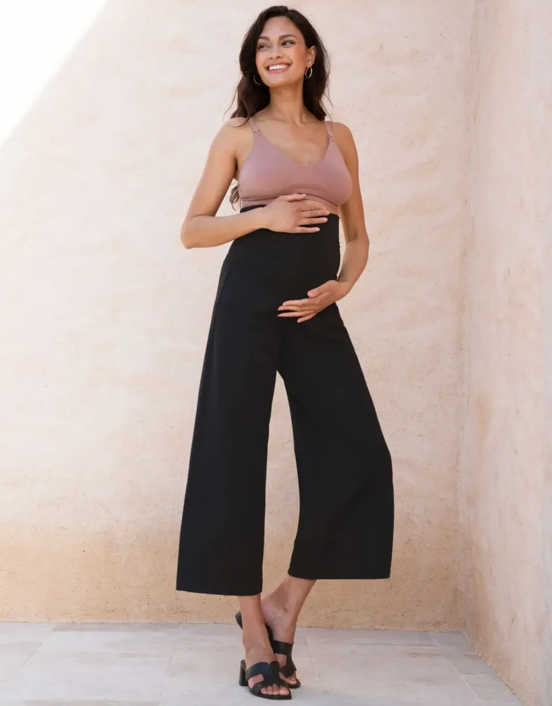 Ponte Roma Over Bump Palazzo Maternity Trousers Black