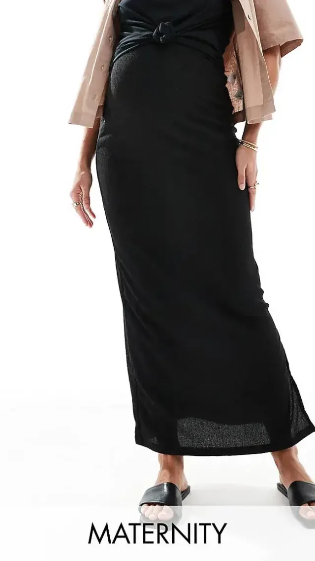 Mamalicious Maternity Maxi Column Skirt In Black