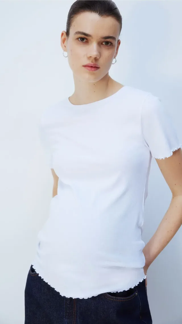 Mama 2-Pack Ribbed Cotton Tops White