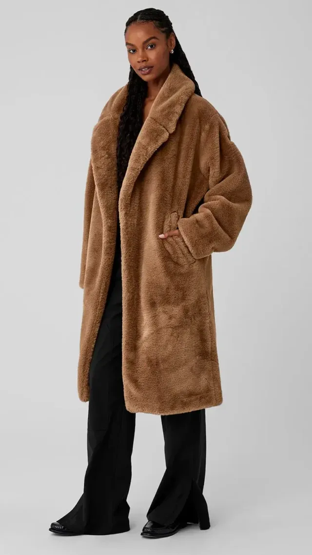 Oversized Faux Fur Trench Toasted Almond