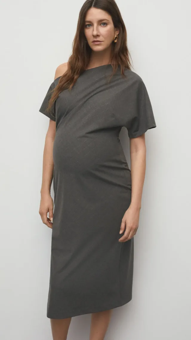 Asymmetrical Dress With Side Slit Medium Heather Grey